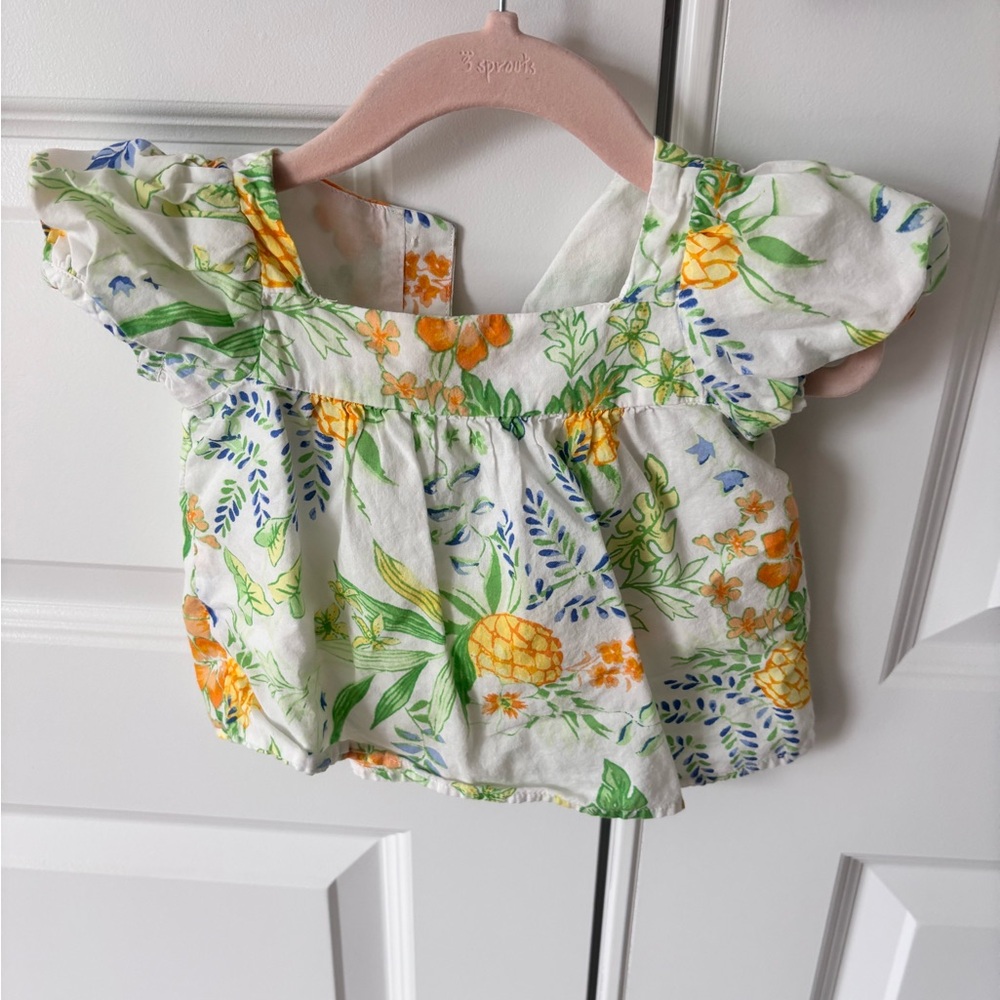 Janie and Jack - Pineapple Puff Sleeve Top - 12-18 months